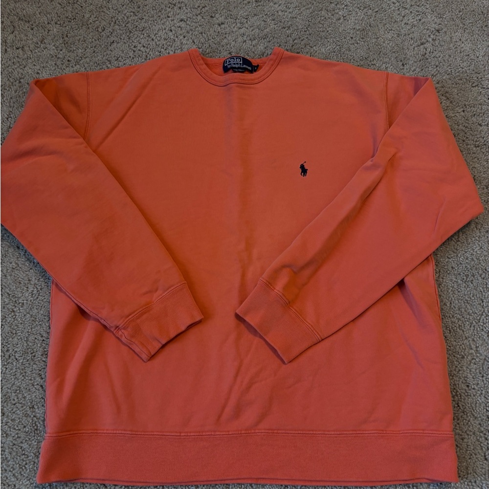 Ralph Lauren Orange Crewneck with Navy Pony